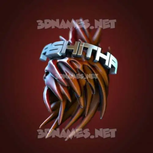 ashitha in Red Twisted style - 3D name wallpaper