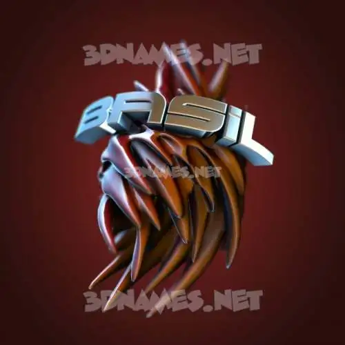 basil in Red Twisted style - 3D name wallpaper