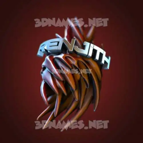 renjith in Red Twisted style - 3D name wallpaper