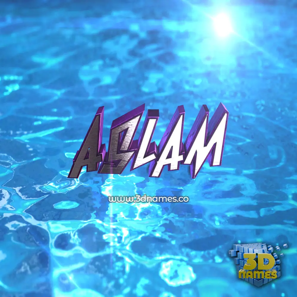 aslam in Water 2015 style - 3D name wallpaper