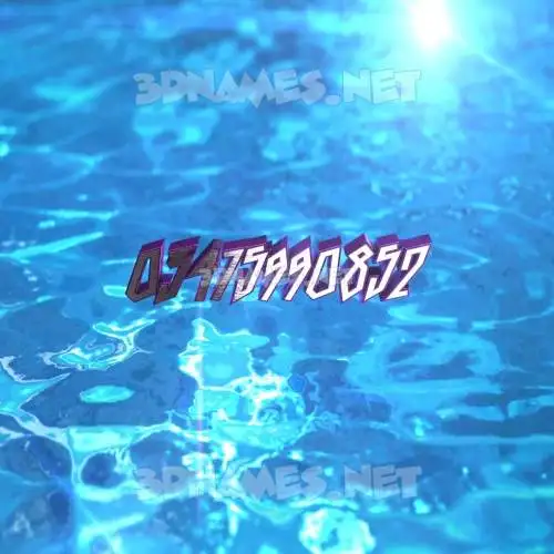 03475990852 in Water 2015 style - 3D name wallpaper