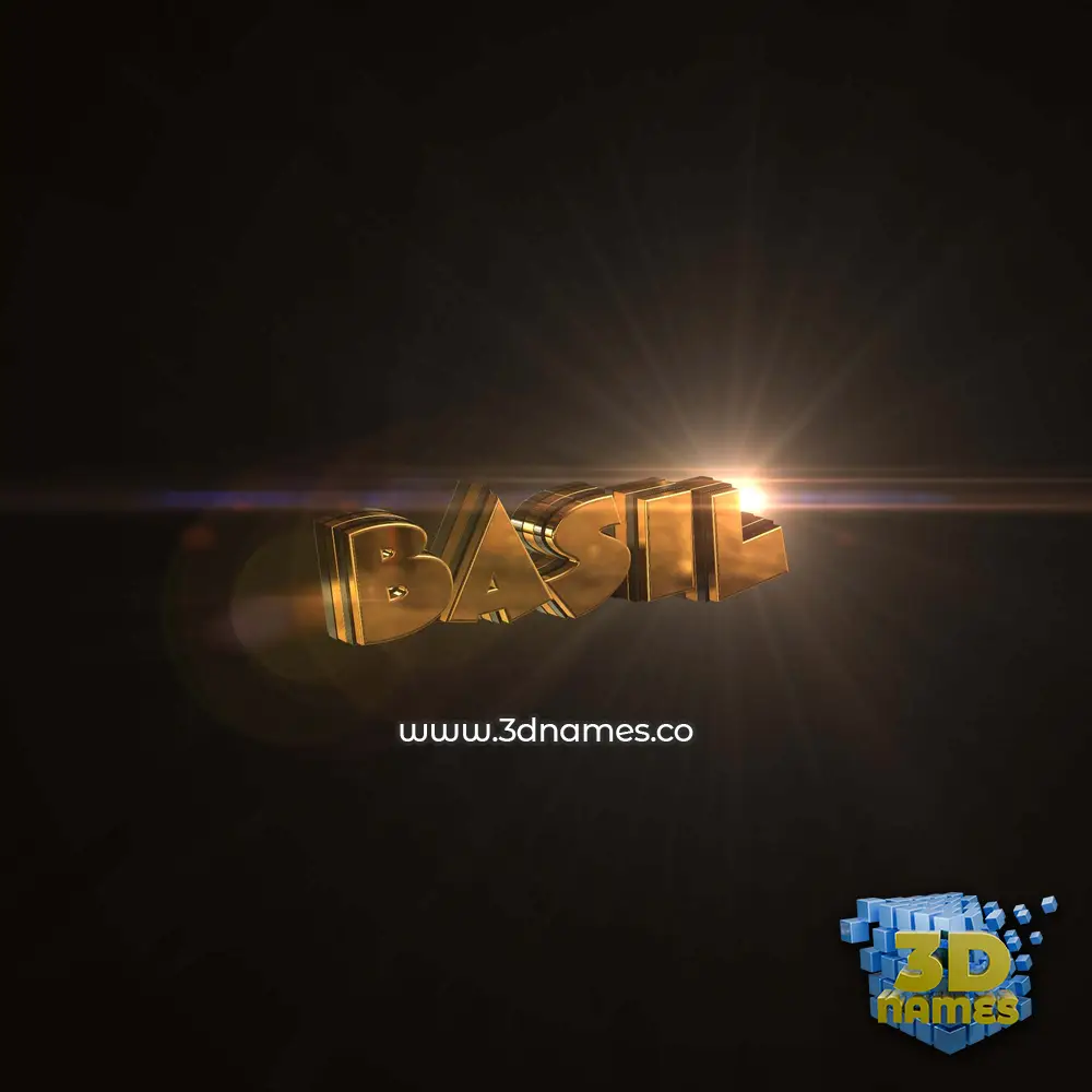 basil in Golden Sparkle style - 3D name wallpaper