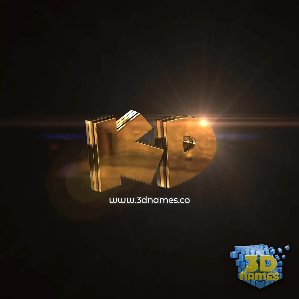 kd in Golden Sparkle style - 3D name wallpaper