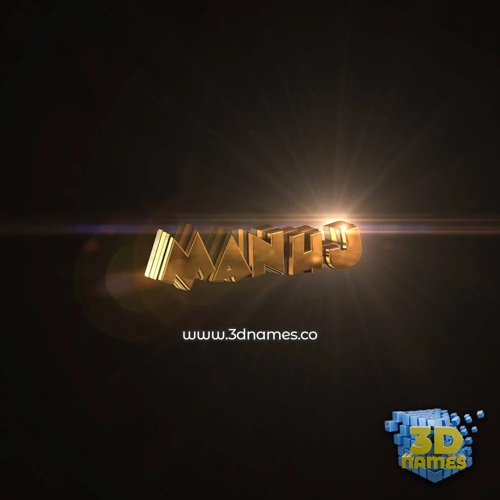 manuj in Golden Sparkle style - 3D name wallpaper