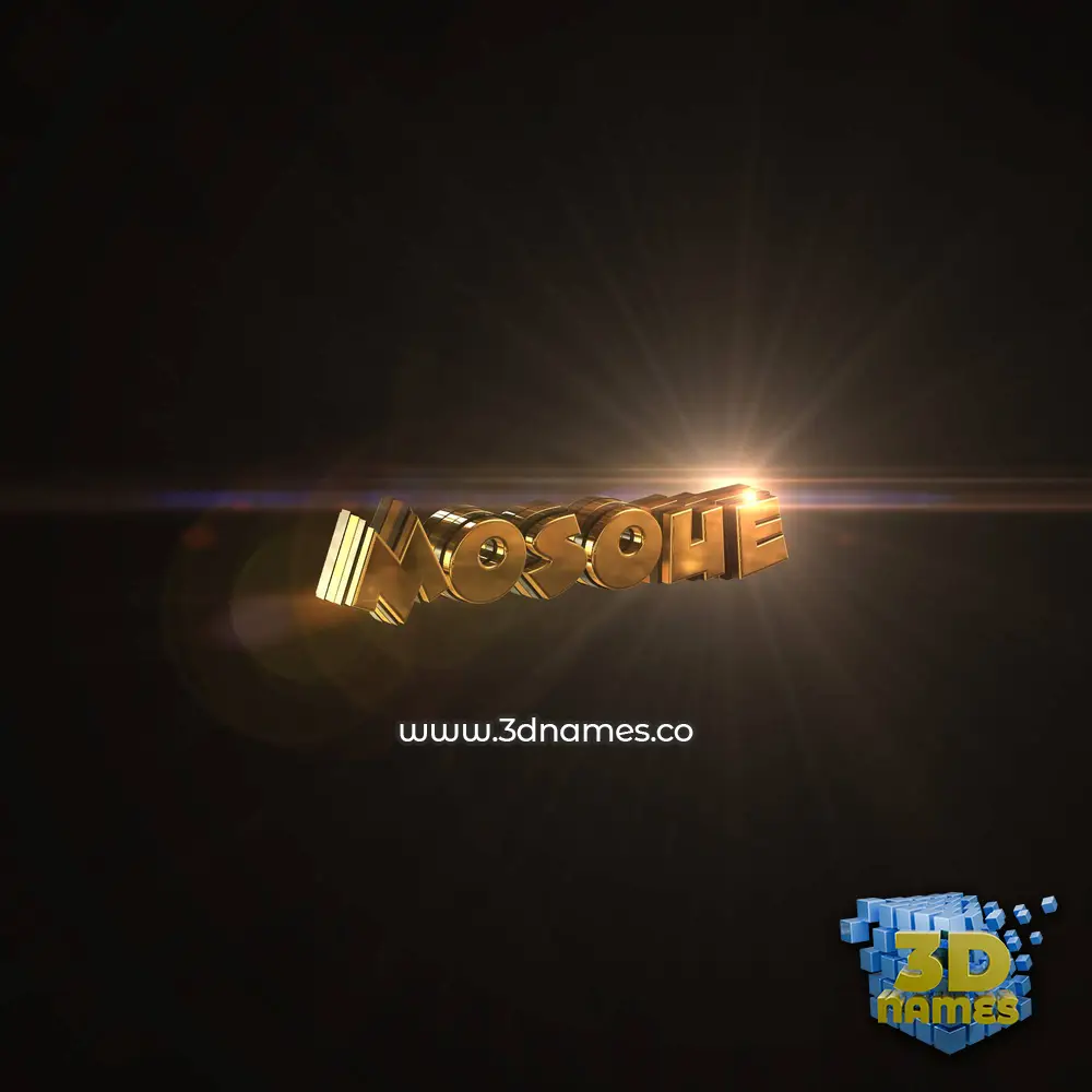 mosoue in Golden Sparkle style - 3D name wallpaper