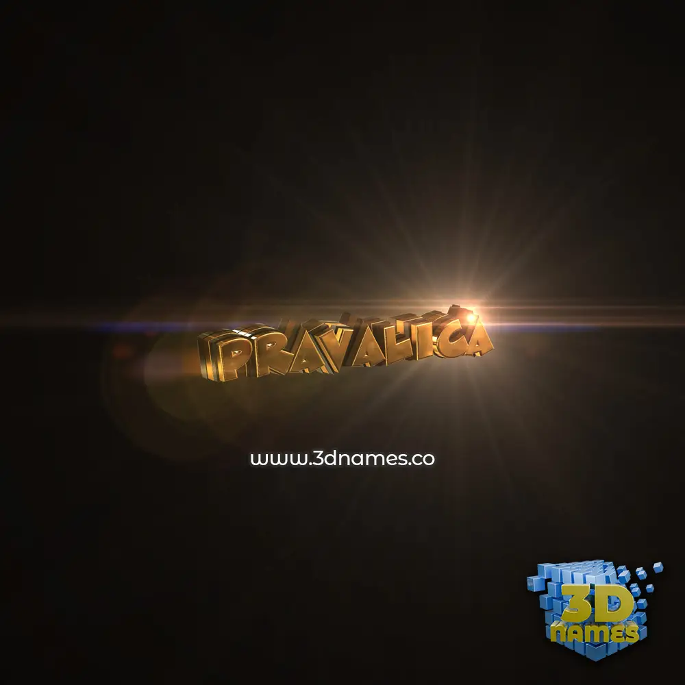 pravalica in Golden Sparkle style - 3D name wallpaper