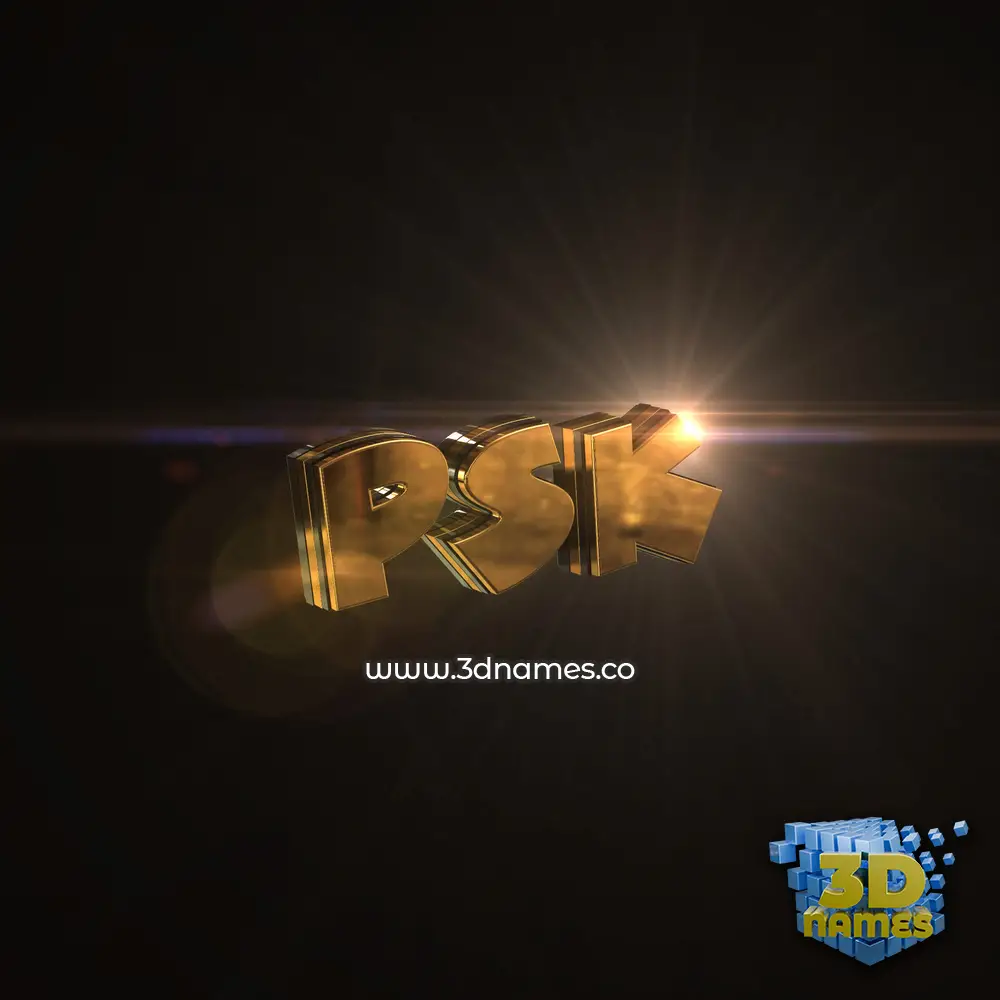 psk in Golden Sparkle style - 3D name wallpaper