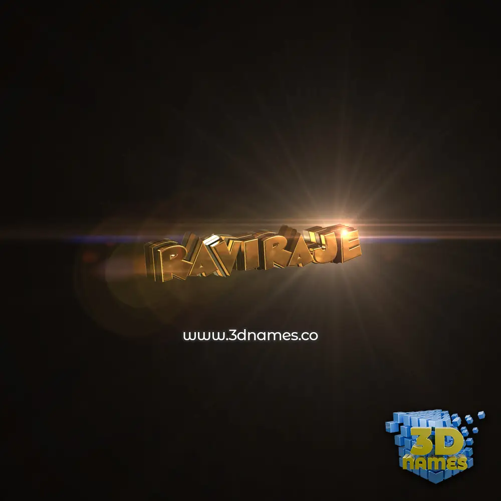 raviraje in Golden Sparkle style - 3D name wallpaper