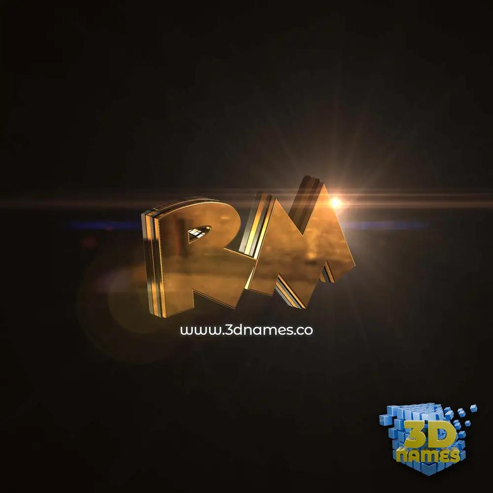 rm in Golden Sparkle style - 3D name wallpaper