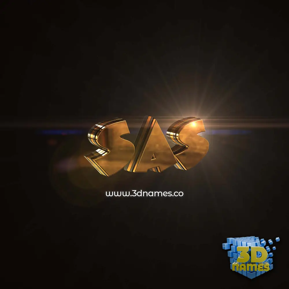 sas in Golden Sparkle style - 3D name wallpaper