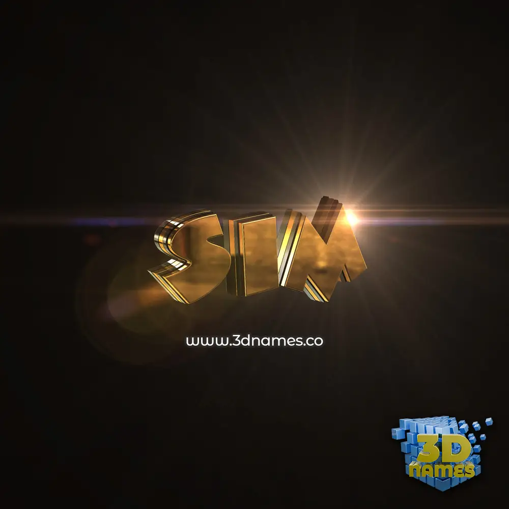 sim in Golden Sparkle style - 3D name wallpaper