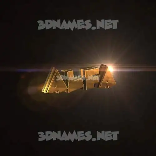alfa in Golden Sparkle style - 3D name wallpaper