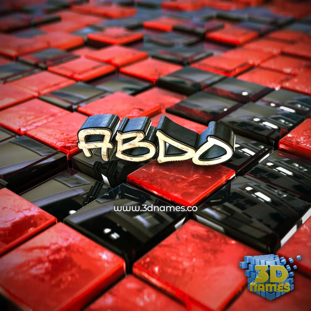 abdo in Red Checkered style - 3D name wallpaper