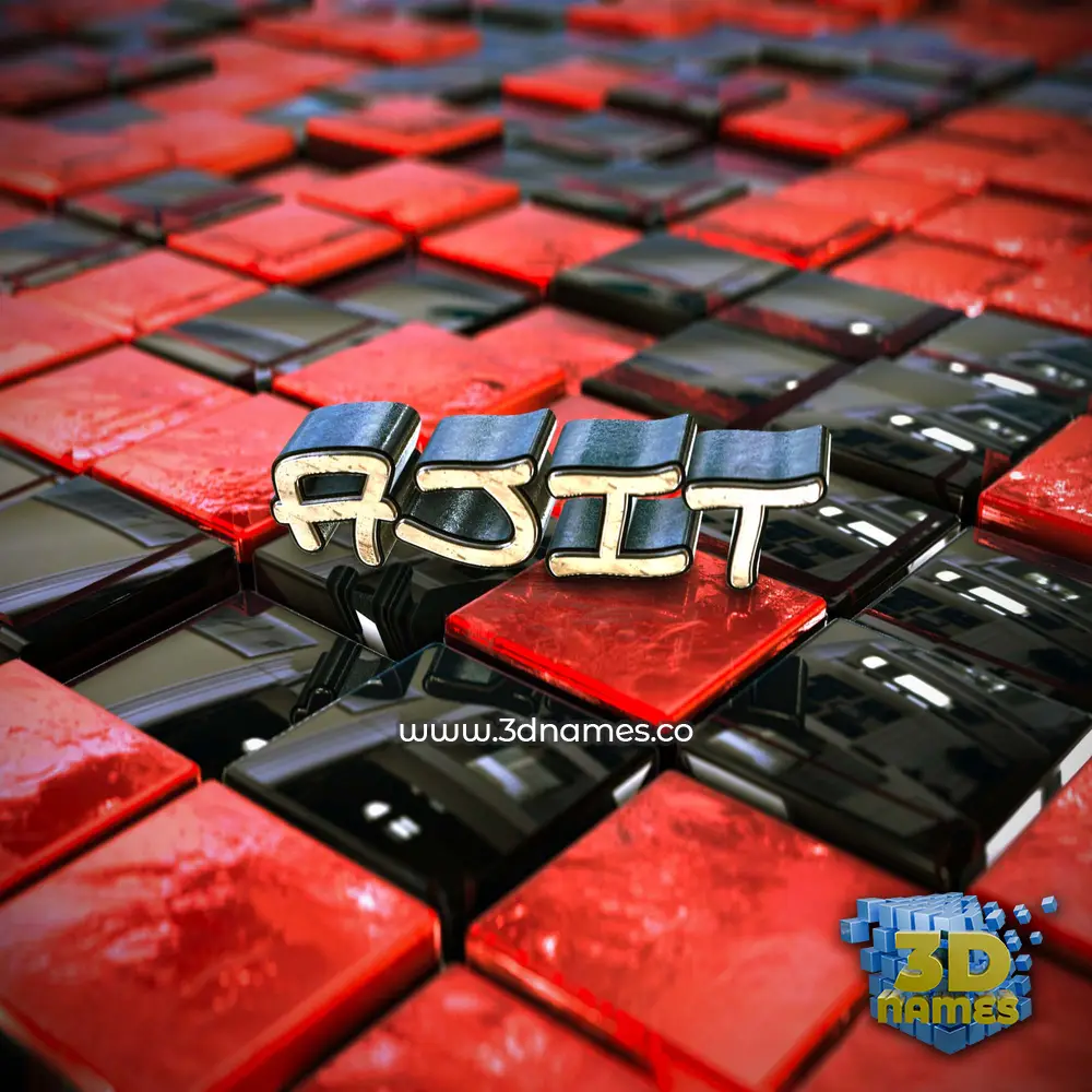 ajit in Red Checkered style - 3D name wallpaper