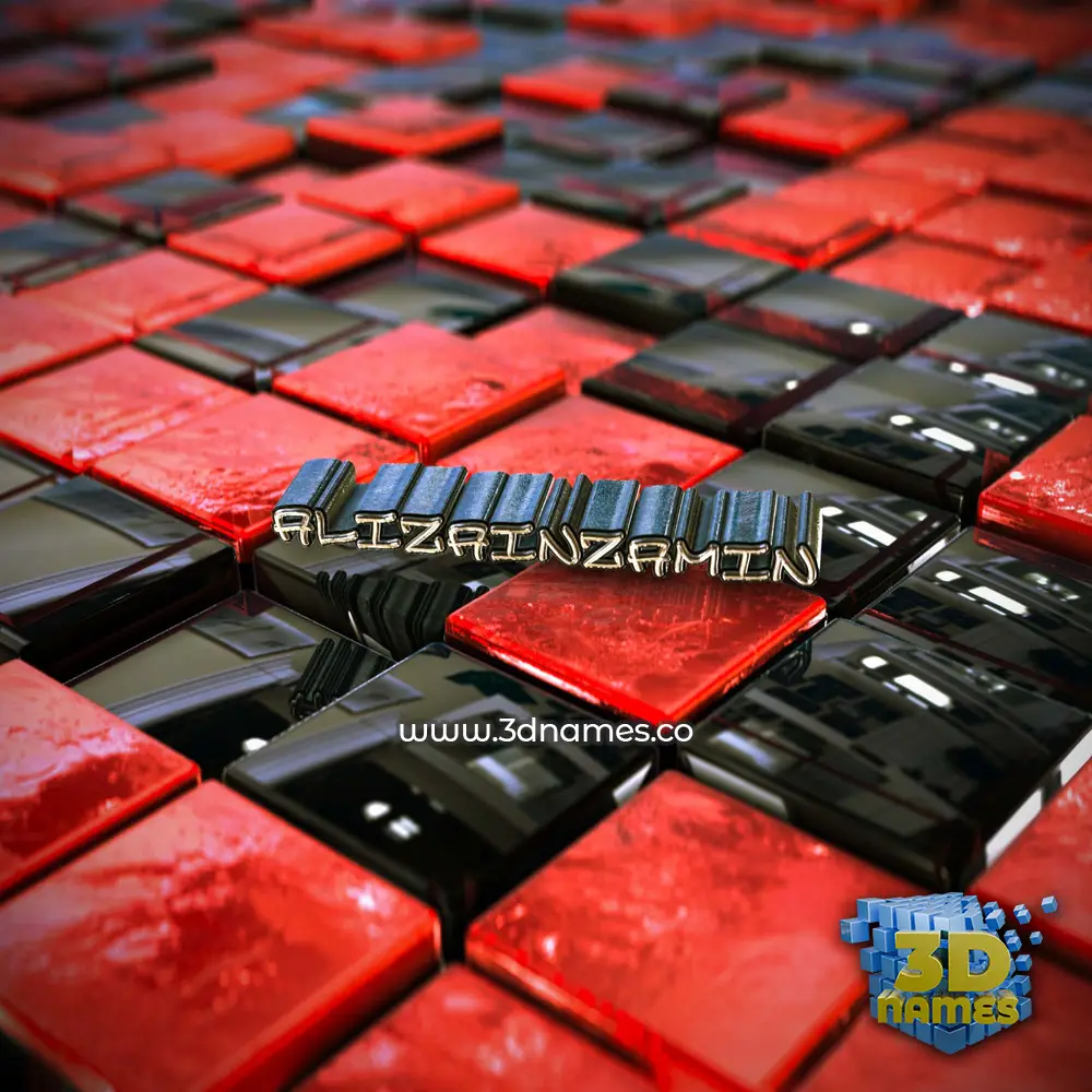 alizainzamin in Red Checkered style - 3D name wallpaper