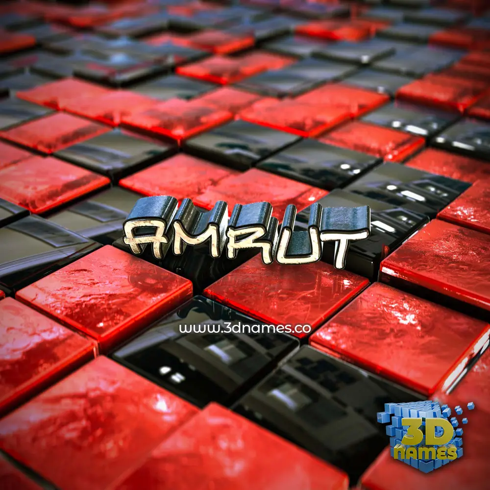 amrut in Red Checkered style - 3D name wallpaper