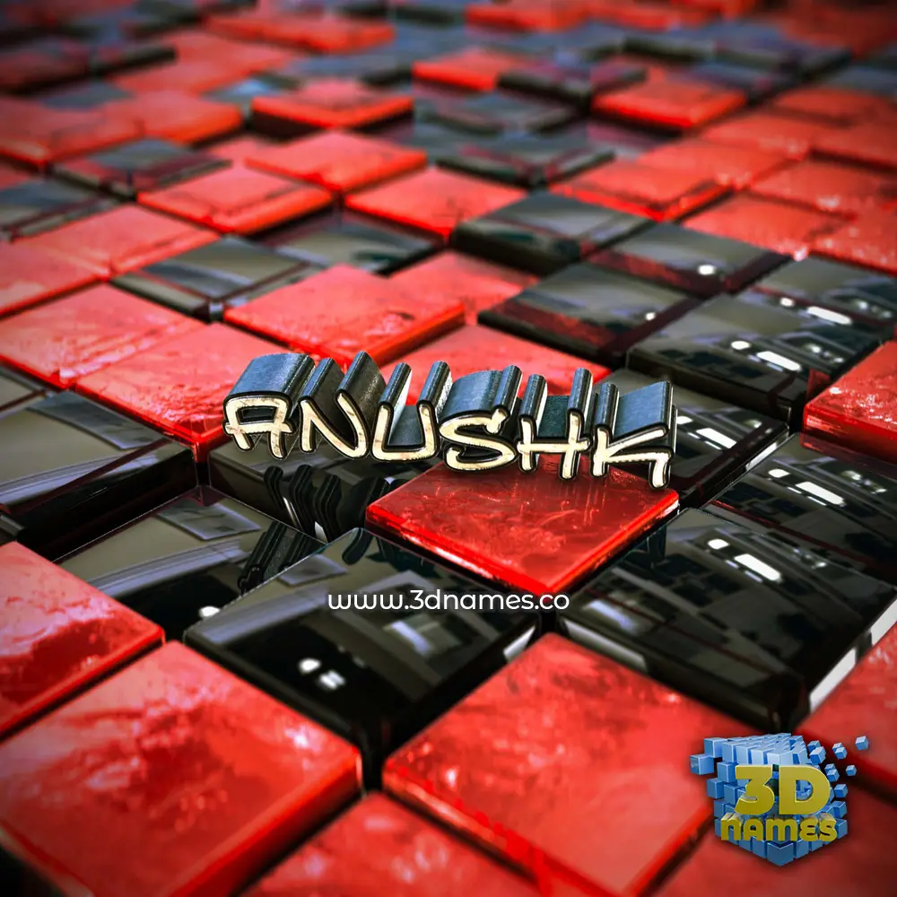anushk in Red Checkered style - 3D name wallpaper