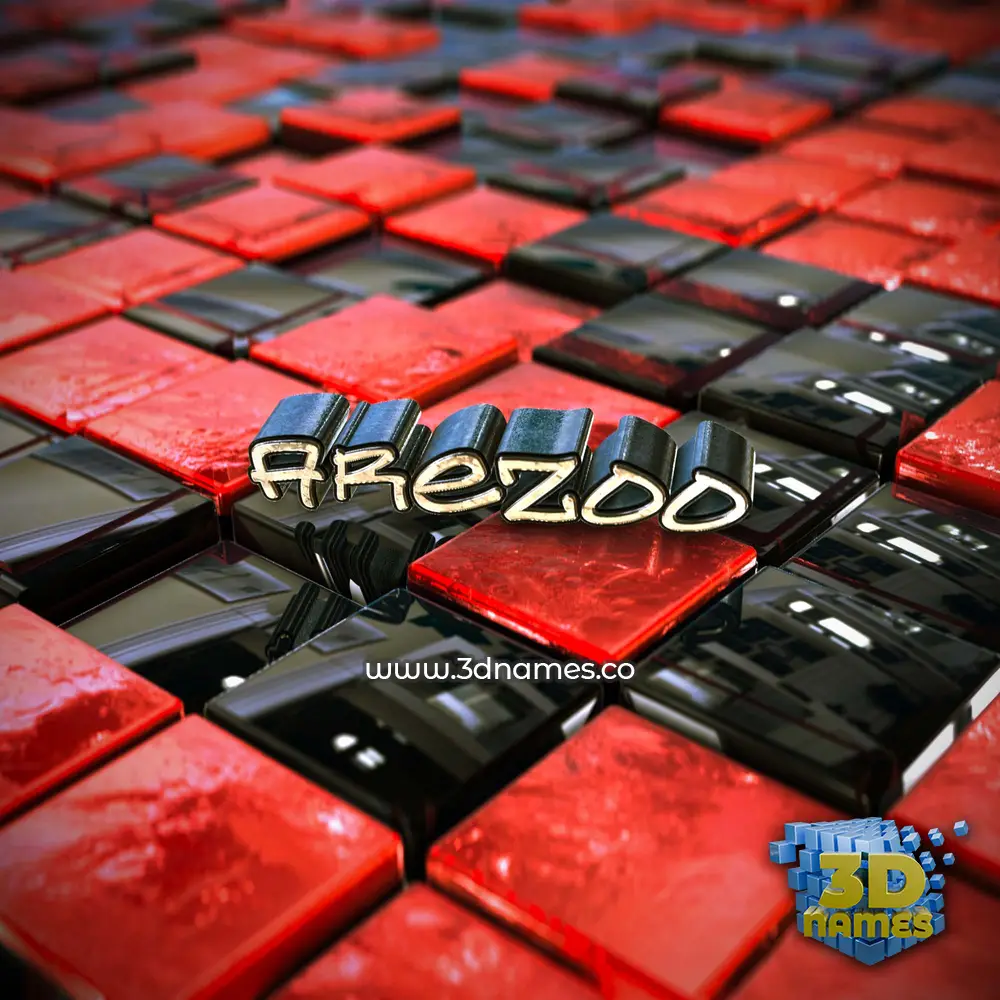 arezoo in Red Checkered style - 3D name wallpaper