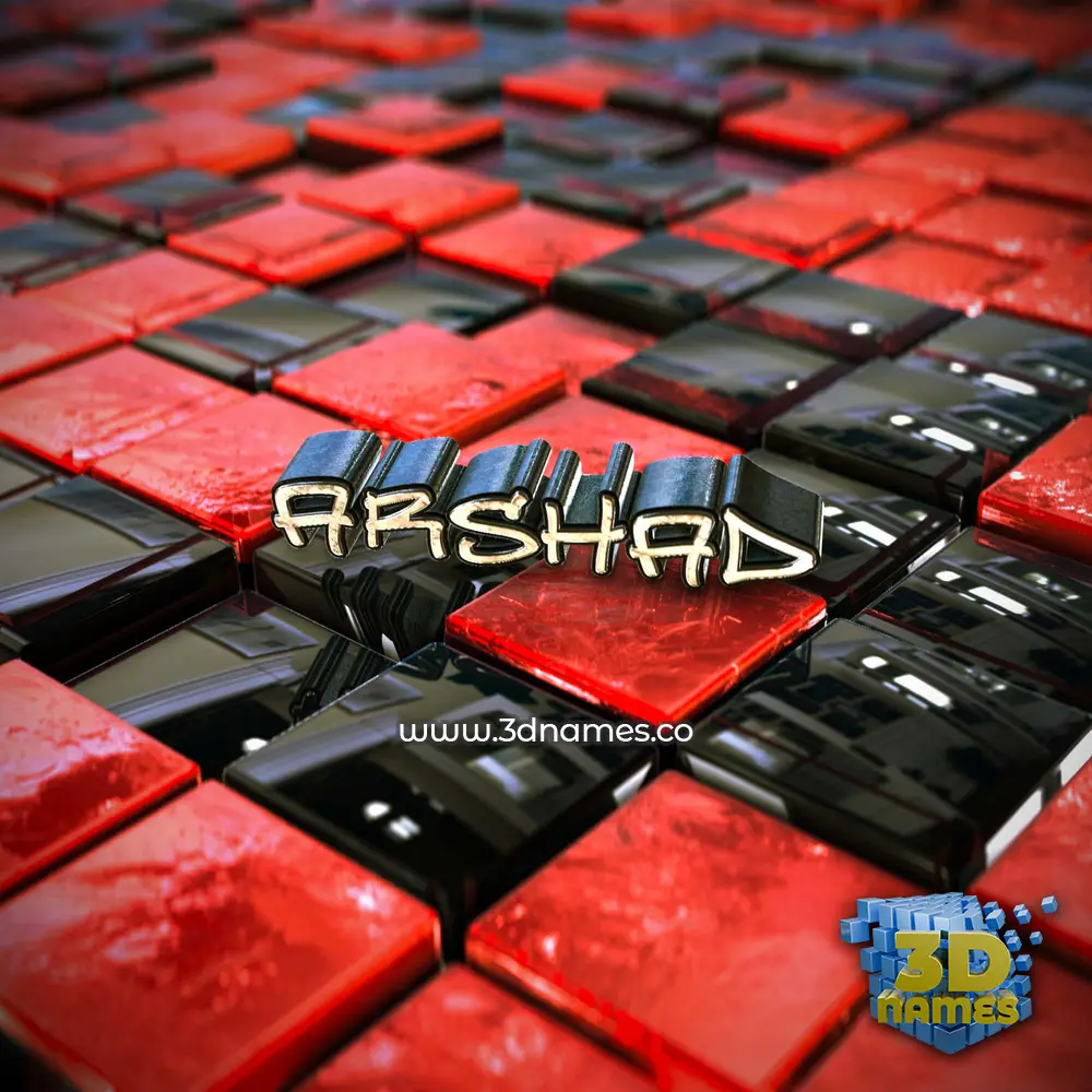 arshad in Red Checkered style - 3D name wallpaper