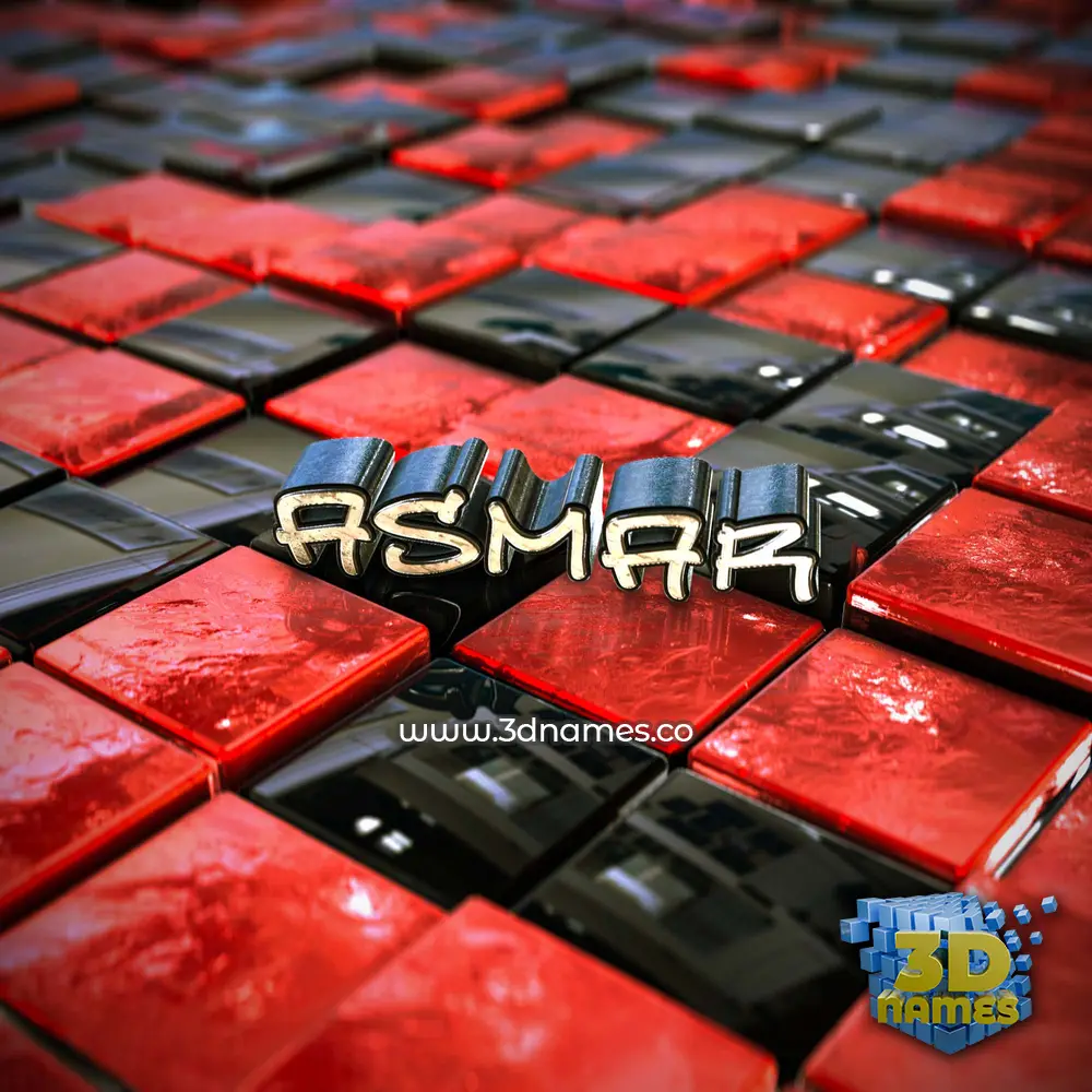 asmar in Red Checkered style - 3D name wallpaper