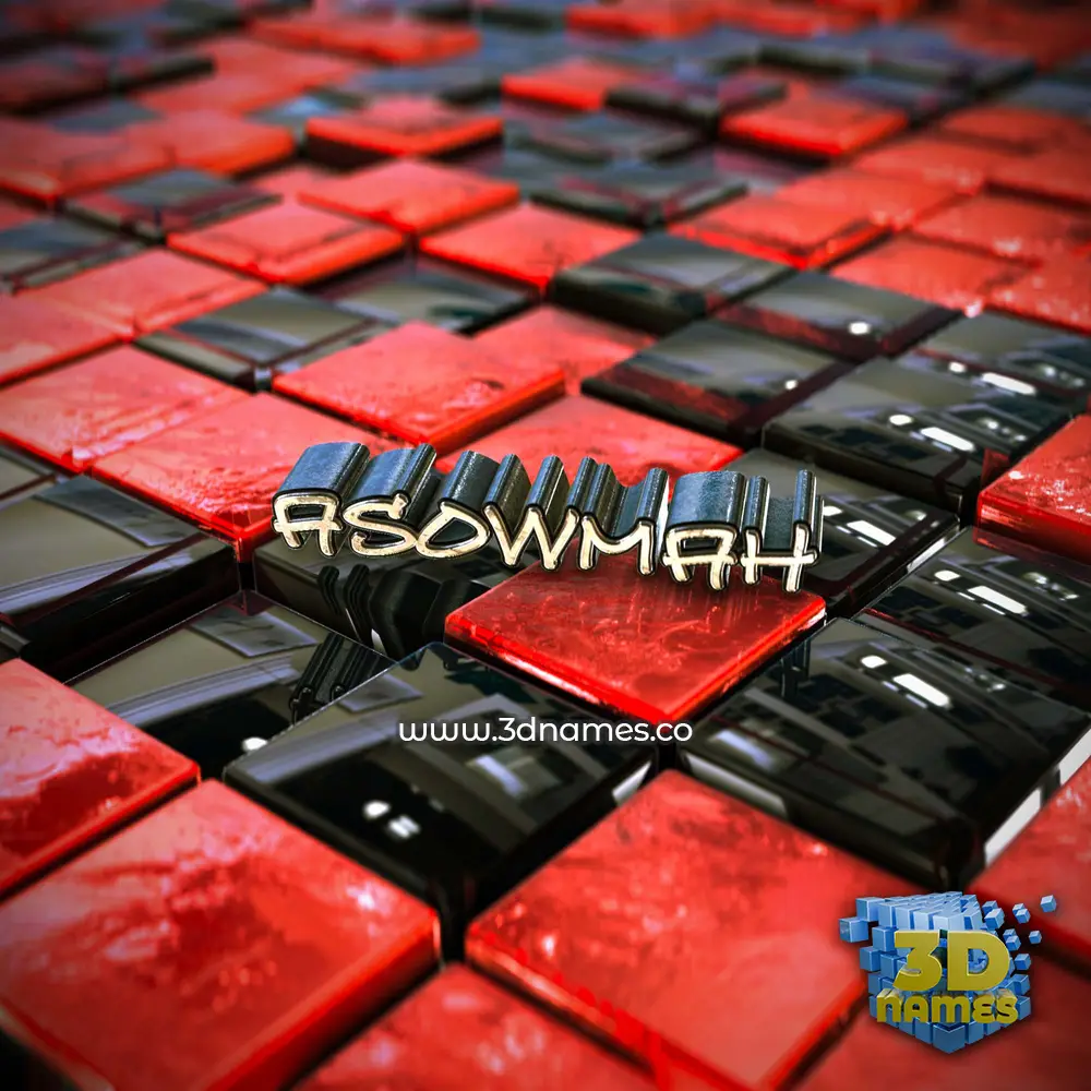 asowmah in Red Checkered style - 3D name wallpaper