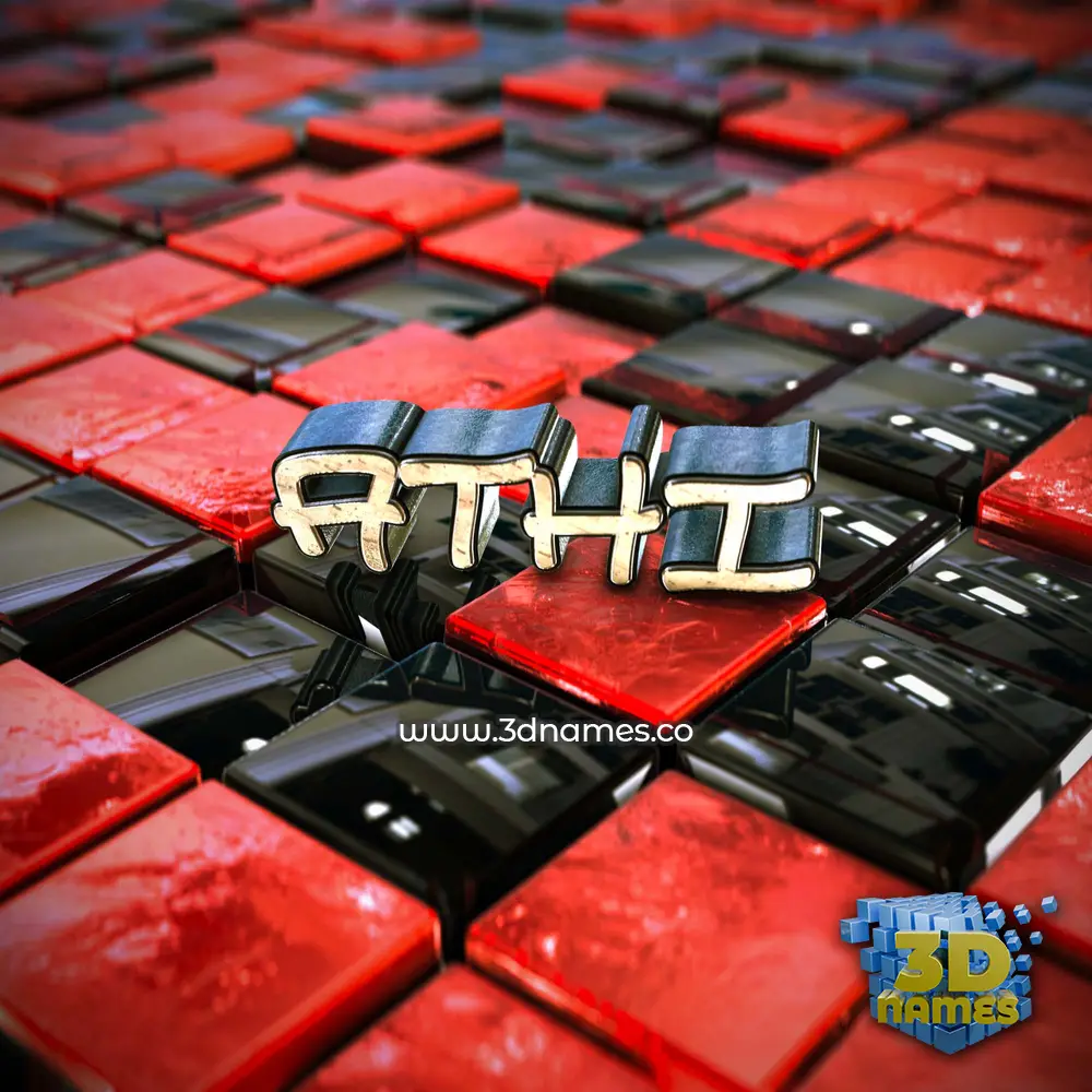 athi in Red Checkered style - 3D name wallpaper