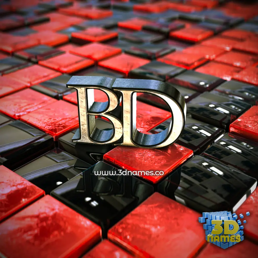 bd in Red Checkered style - 3D name wallpaper