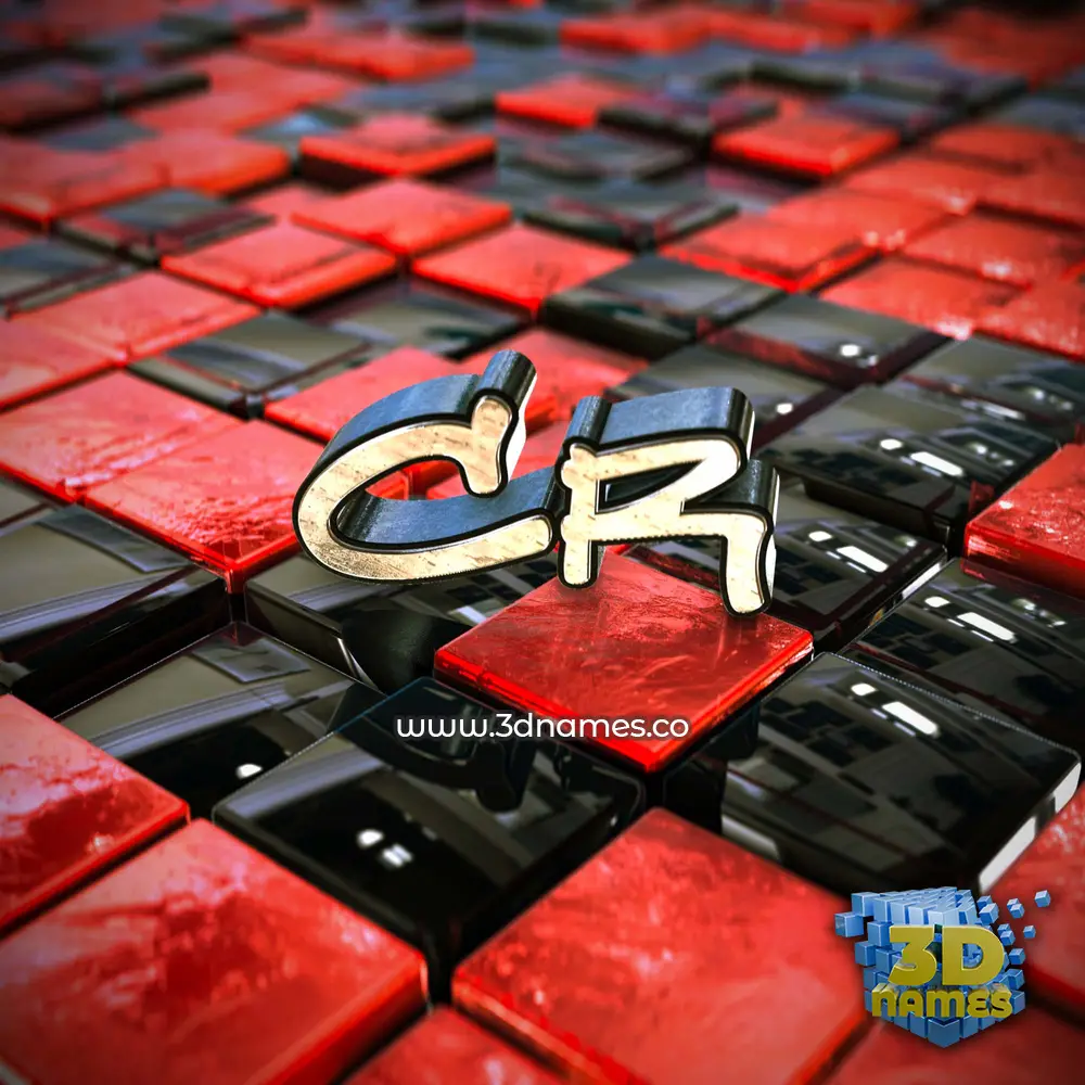 cr in Red Checkered style - 3D name wallpaper