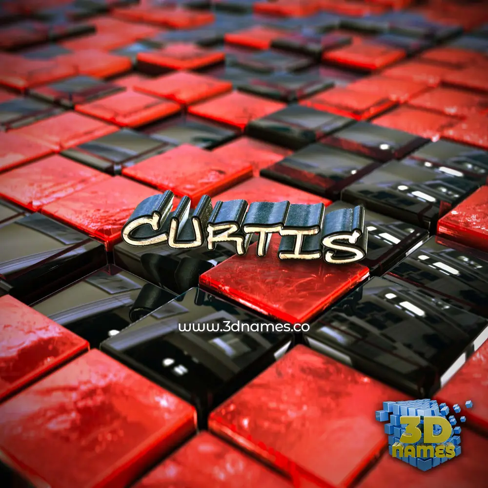curtis in Red Checkered style - 3D name wallpaper