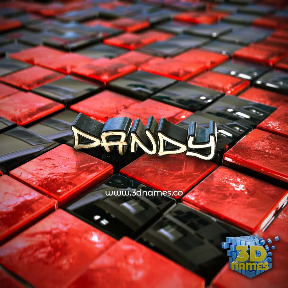 dandy in Red Checkered style - 3D name wallpaper