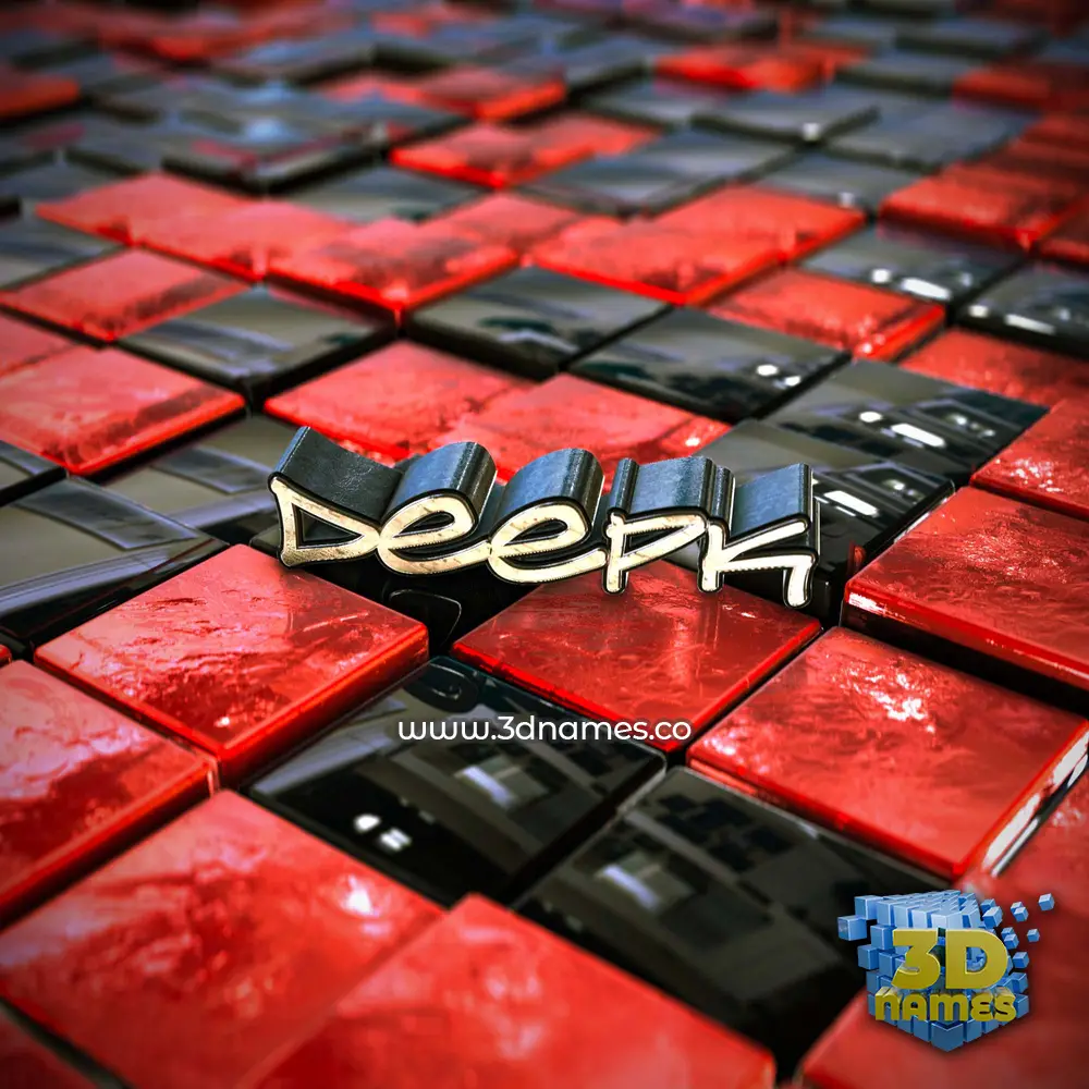 deepk in Red Checkered style - 3D name wallpaper