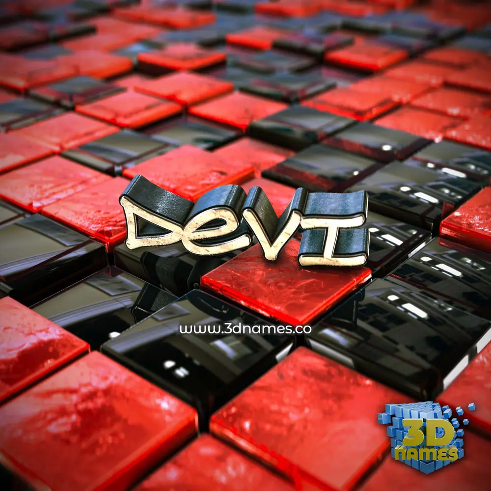 devi in Red Checkered style - 3D name wallpaper