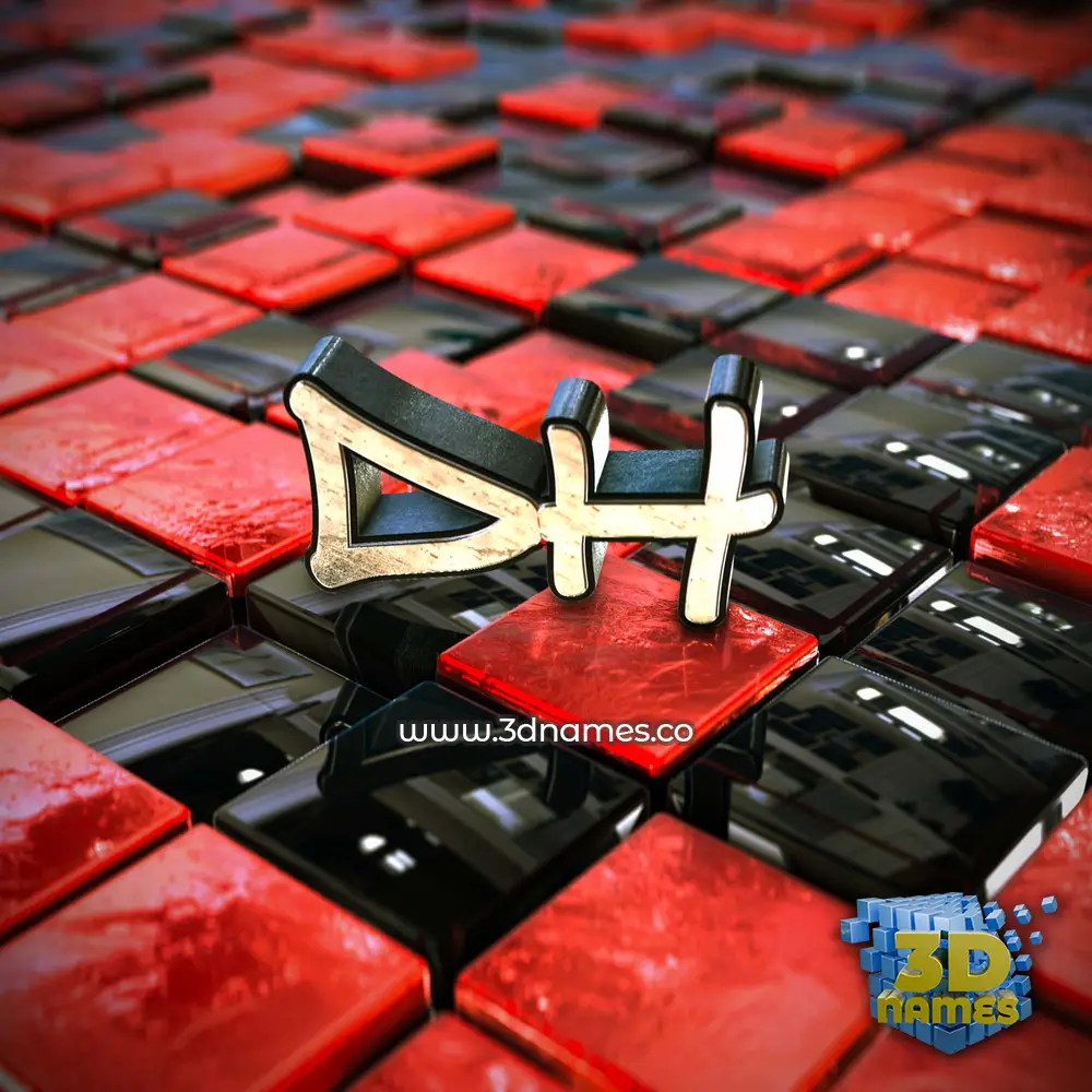 dh in Red Checkered style - 3D name wallpaper dh in Red Checkered style - 3D name wallpaper