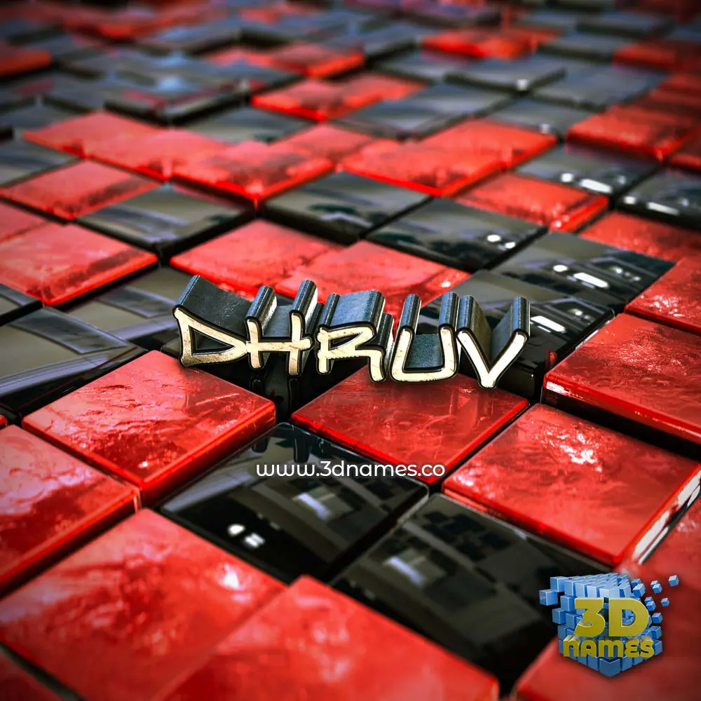 dhruv in Red Checkered style - 3D name wallpaper