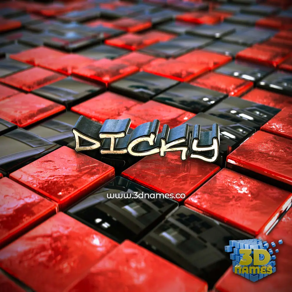 dicky in Red Checkered style - 3D name wallpaper