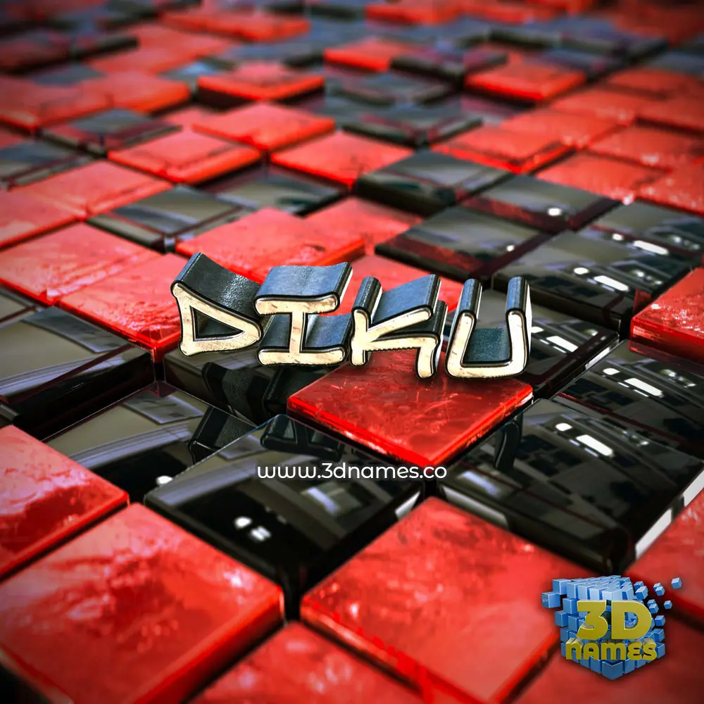 diku in Red Checkered style - 3D name wallpaper
