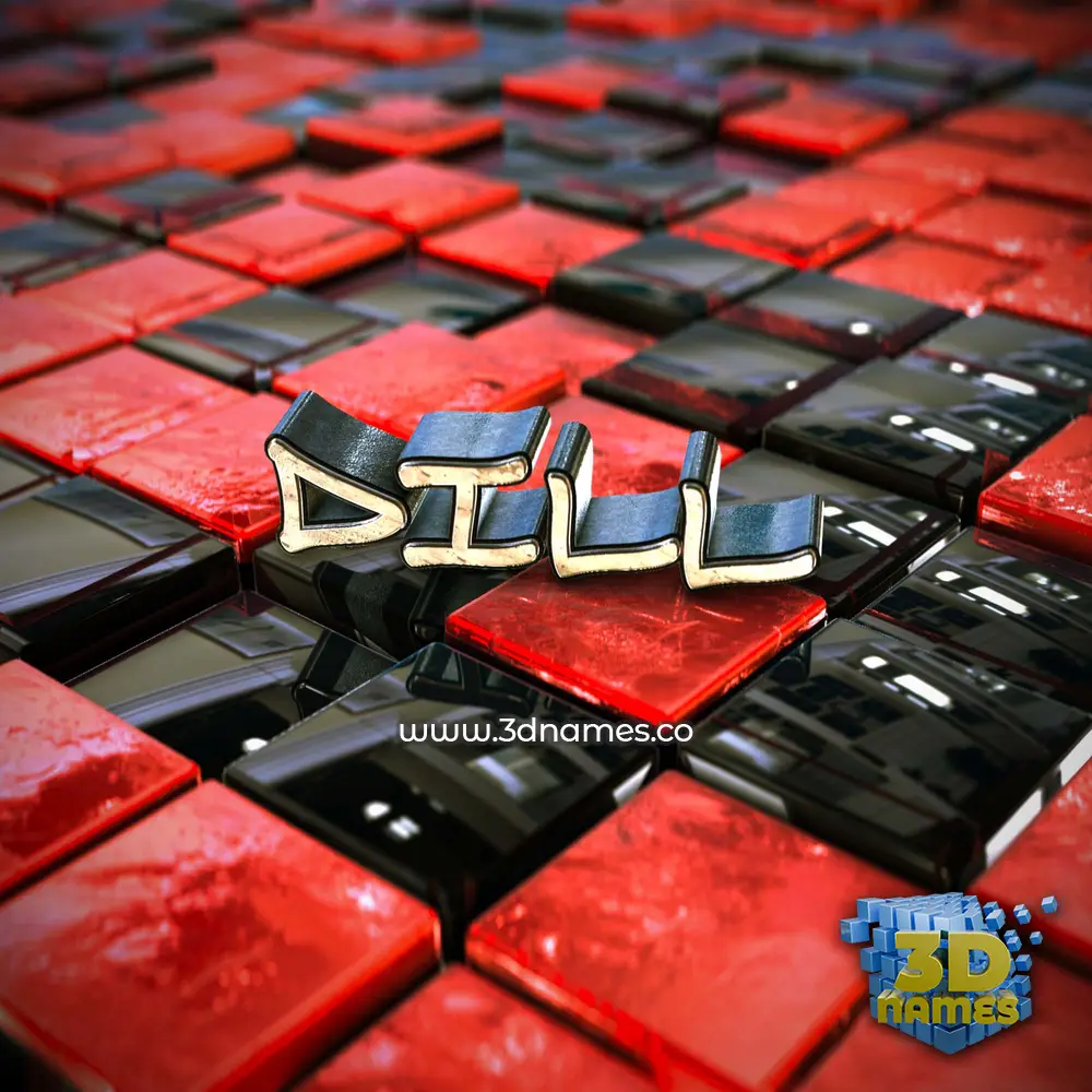 dill in Red Checkered style - 3D name wallpaper