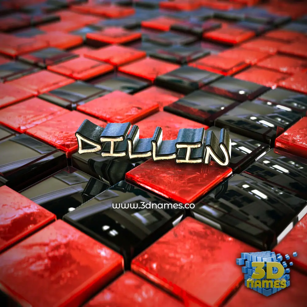 dillin in Red Checkered style - 3D name wallpaper