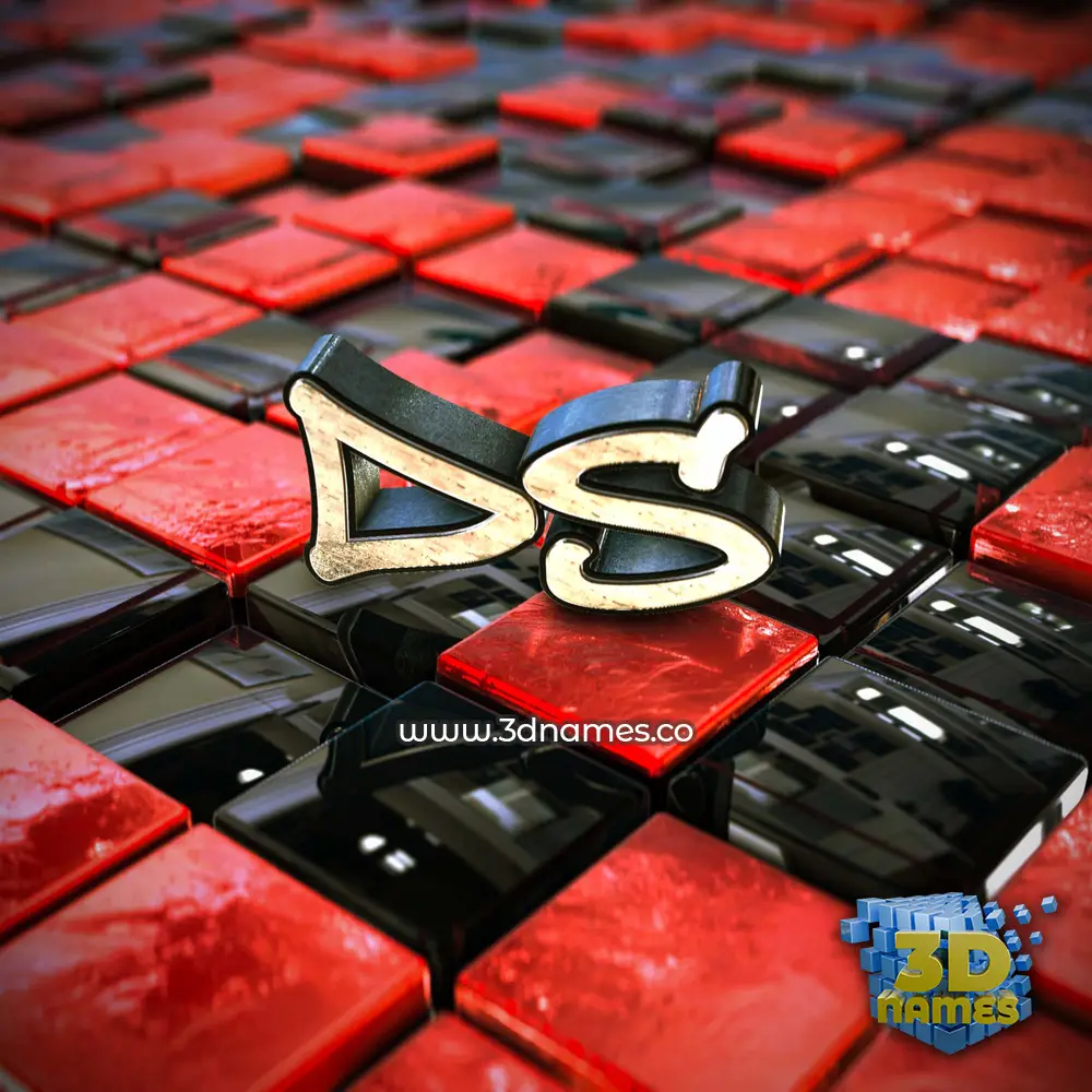 ds in Red Checkered style - 3D name wallpaper ds in Red Checkered style - 3D name wallpaper