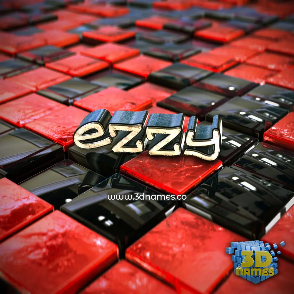 ezzy in Red Checkered style - 3D name wallpaper