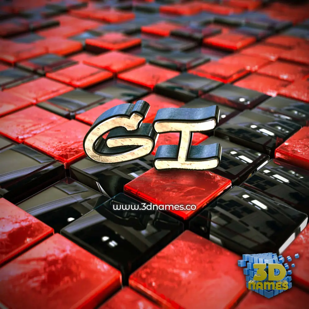 gi in Red Checkered style - 3D name wallpaper