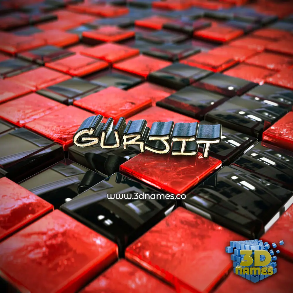 gurjit in Red Checkered style - 3D name wallpaper