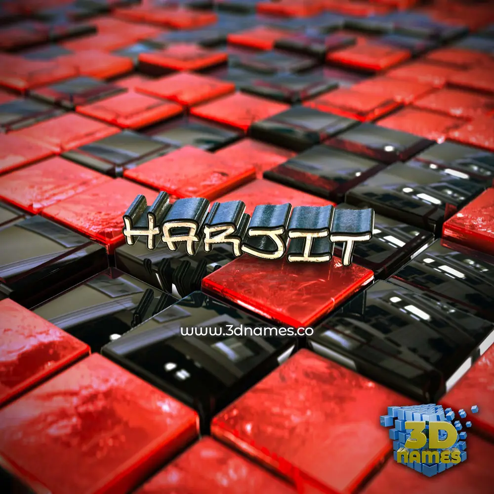 harjit in Red Checkered style - 3D name wallpaper