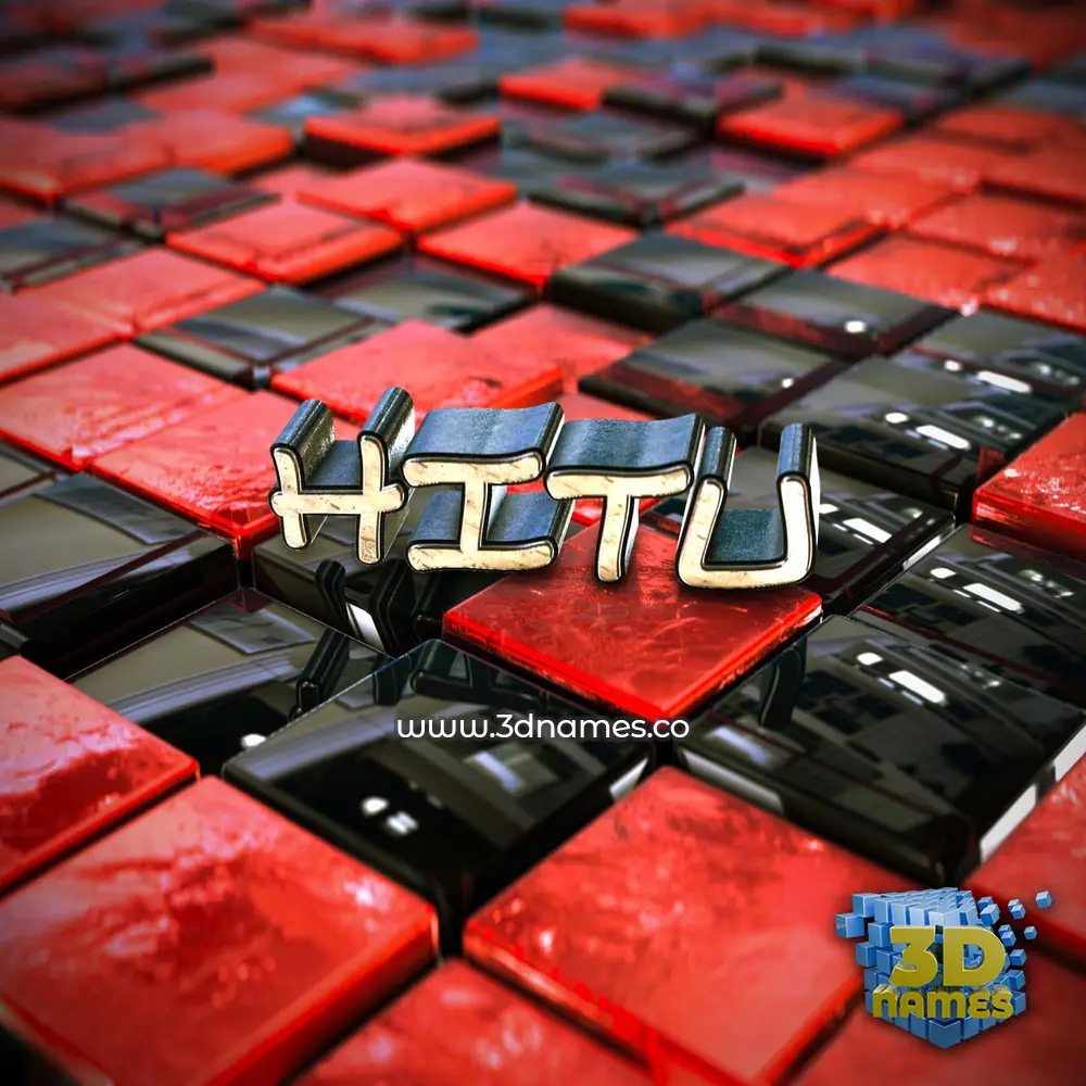 hitu in Red Checkered style - 3D name wallpaper hitu in Red Checkered style - 3D name wallpaper