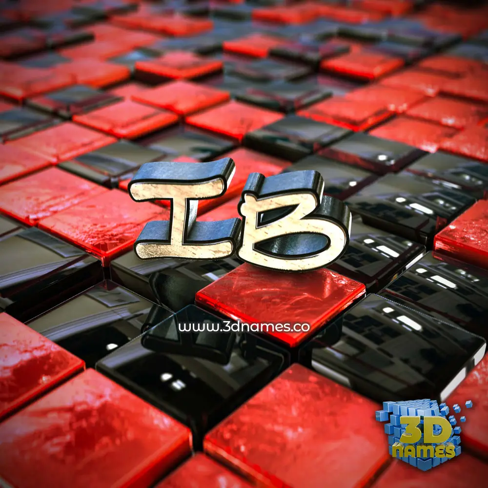 ib in Red Checkered style - 3D name wallpaper