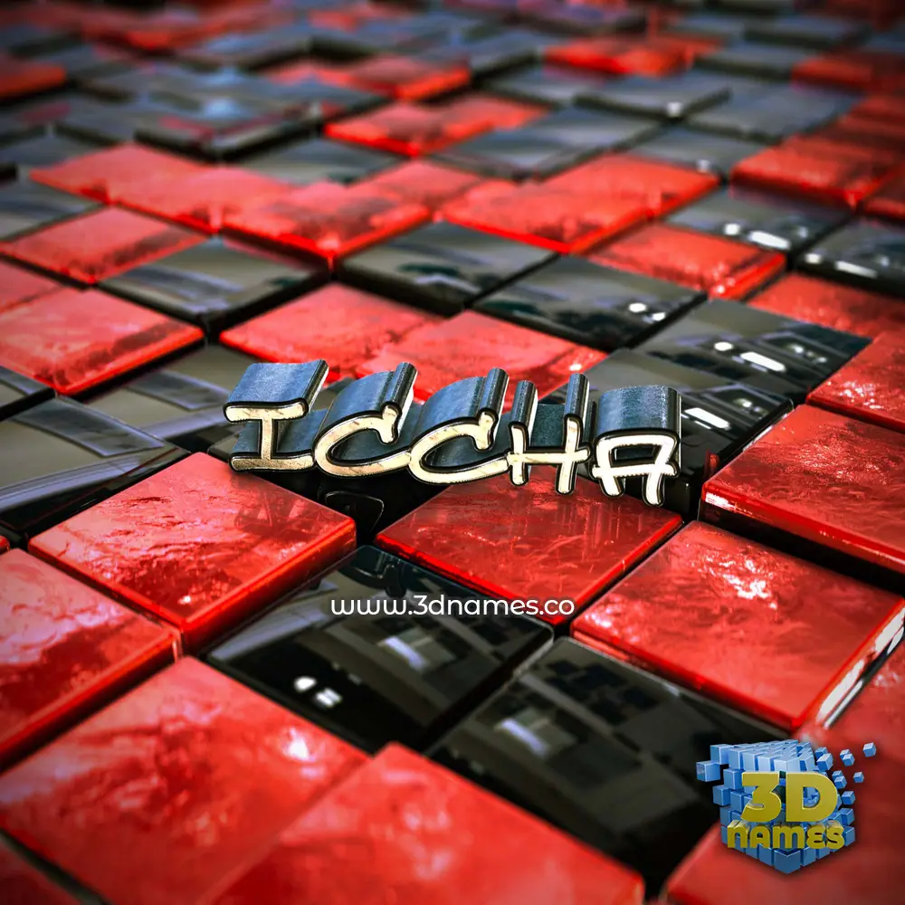 iccha in Red Checkered style - 3D name wallpaper iccha in Red Checkered style - 3D name wallpaper