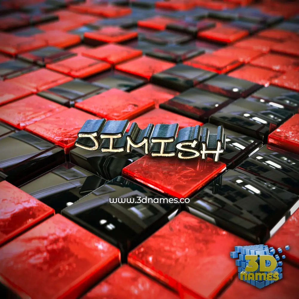 jimish in Red Checkered style - 3D name wallpaper