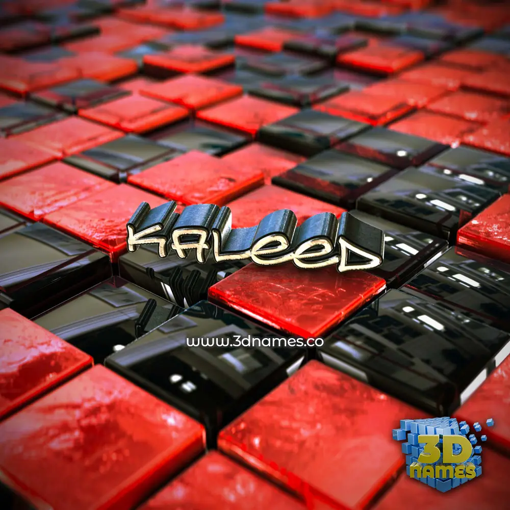 kaleed in Red Checkered style - 3D name wallpaper kaleed in Red Checkered style - 3D name wallpaper