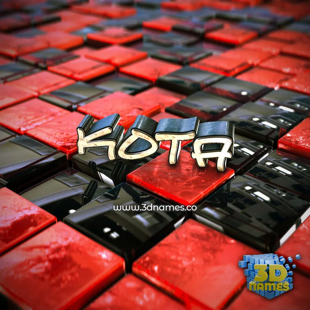 kota in Red Checkered style - 3D name wallpaper