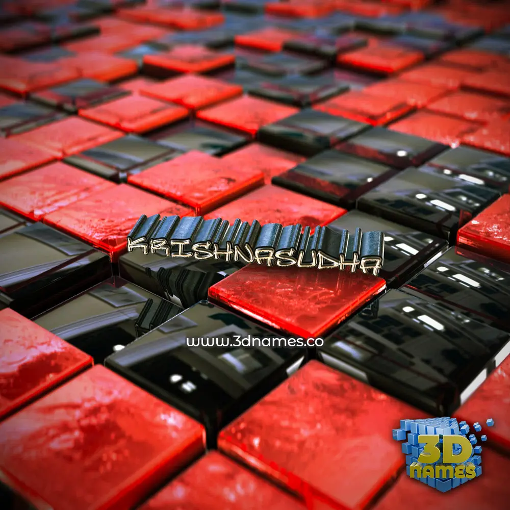 krishnasudha in Red Checkered style - 3D name wallpaper